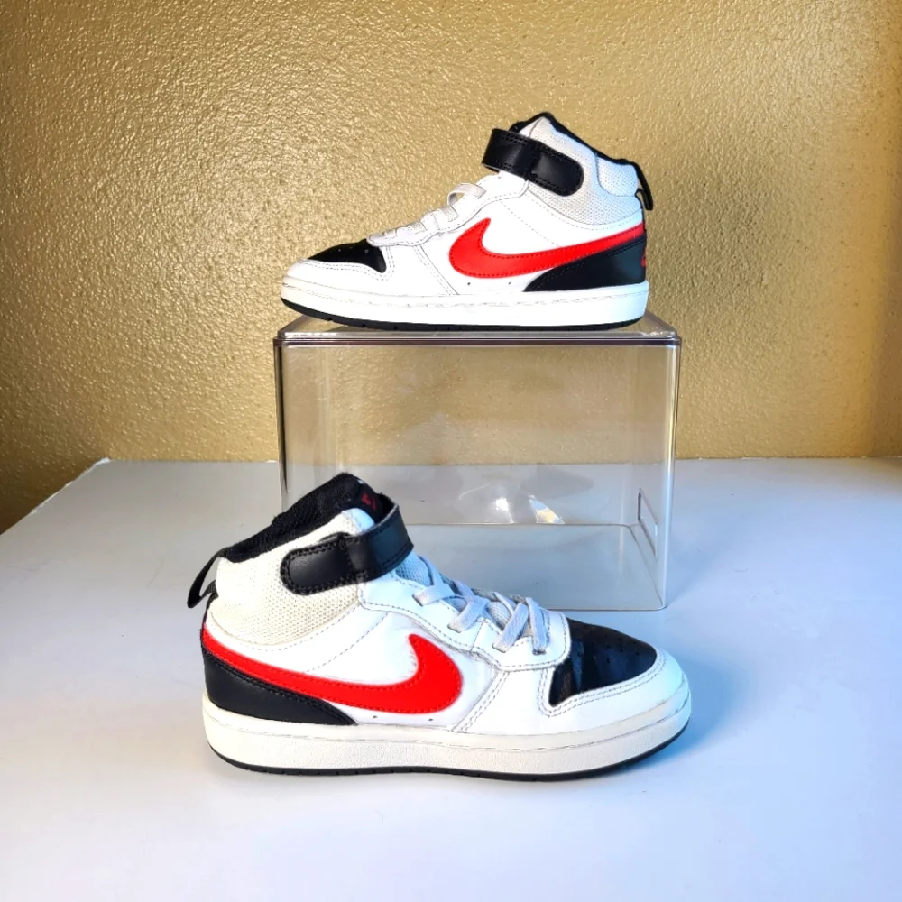 Nike Court Borough Mid 2 PSV 'White Black University Red'Kids Size 13C